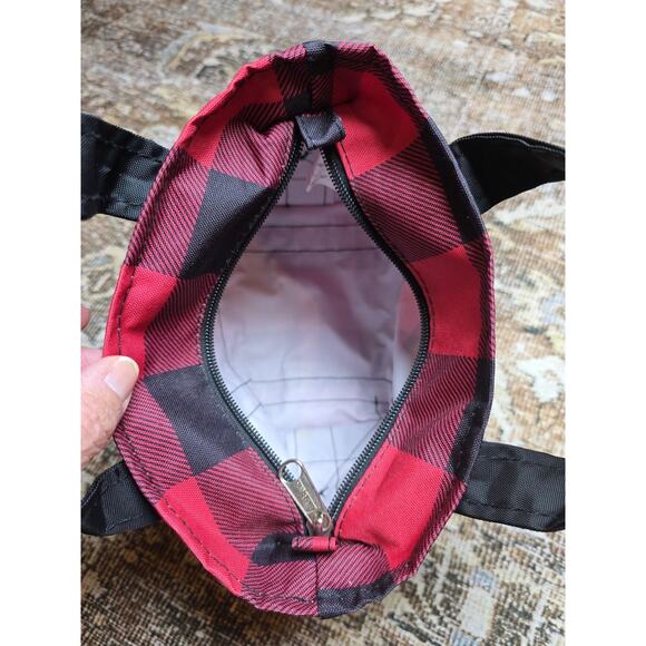 L.L.Bean Red Black Buffalo Plaid Mini Tote Bag Purse Handbag Small Classic - Picture 6 of 7